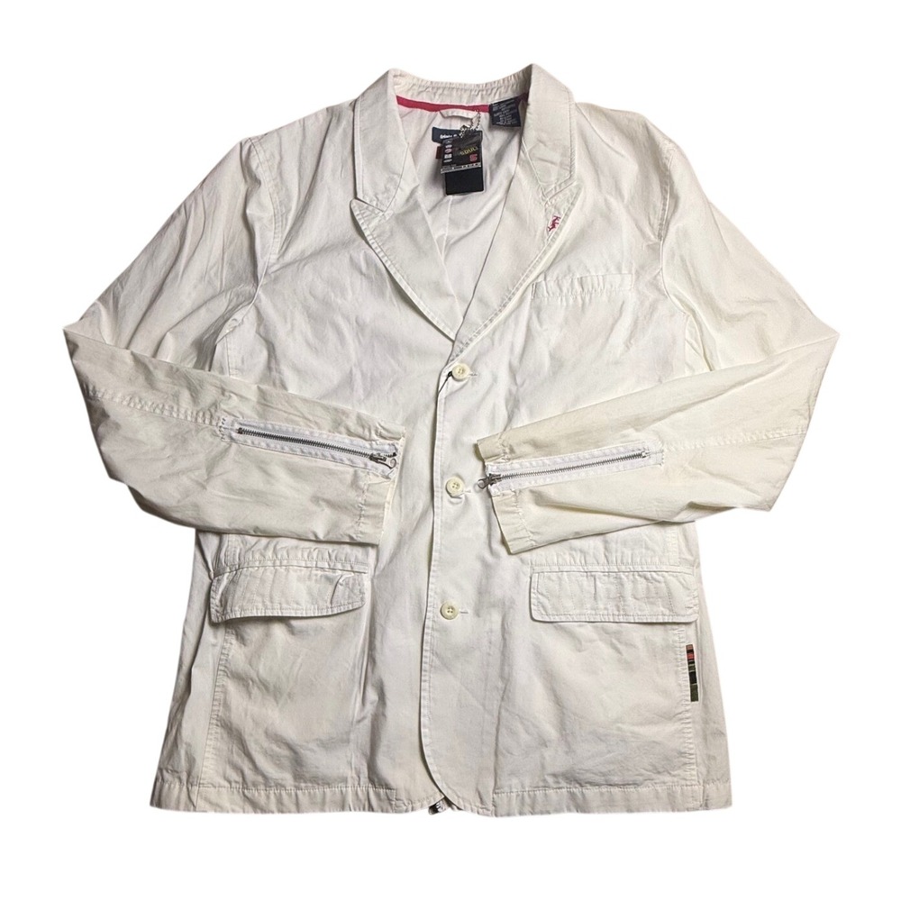 Triple Five Soul Mens White Cotton Zipper Detail Blazer XXL NWT MSCB-0300-2449